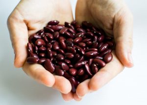 kidney beans in hands