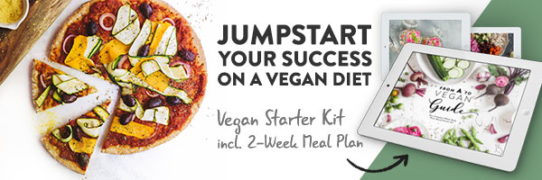 Nutriciously A to Vegan starter kit, ebook 14 day meal planner and vegan starter kit. picture of ebooks and vegan pizza